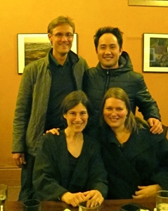 Kim with her ex-students and SF symphony members Jonathan Vinocour, Katie Kaderauch, David Kim
